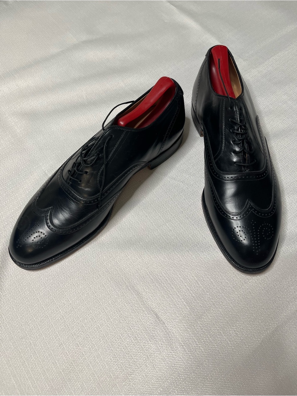 Vintage Nettleton Wingtip Leather Oxfords Fleur De Lis Medallion Brogue Rare
